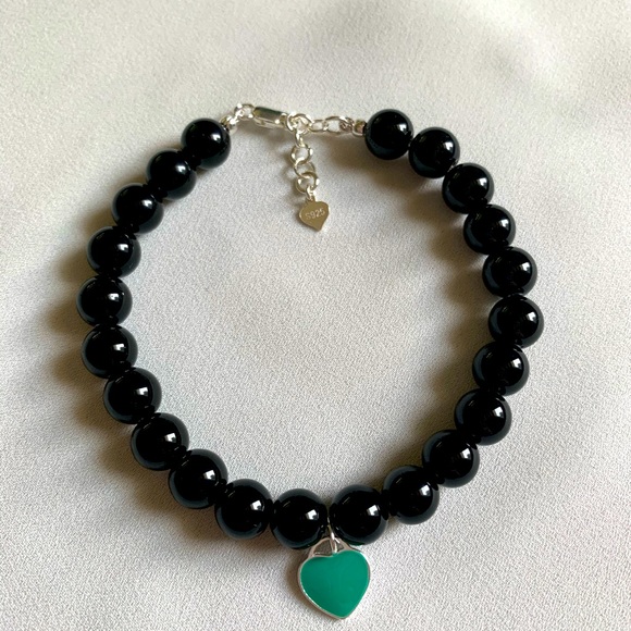 Black Onyx Bracelet with Sterling Silver Charm - Picture 2 of 4